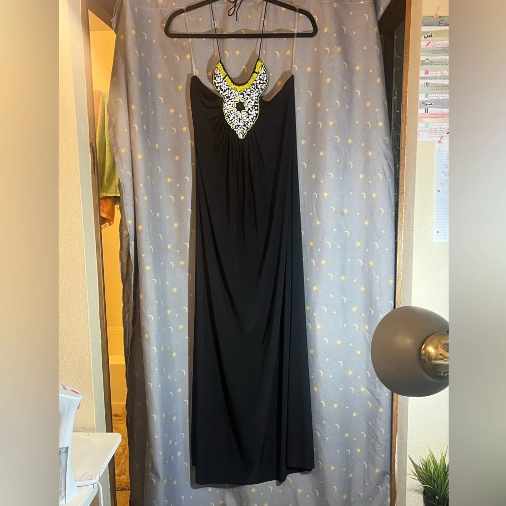 GWP!! NWT Tbags Los Angeles beaded long halter dress size small made in USA - Picture 9 of 14